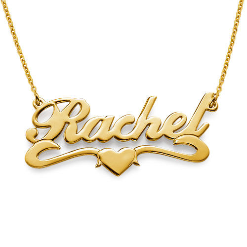 18k Gold Plated Middle Heart Name Necklace