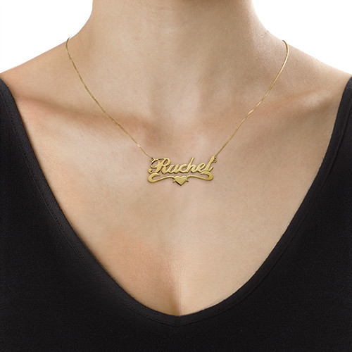 18k Gold Plated Middle Heart Name Necklace