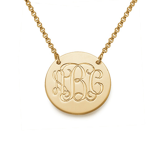 18k Gold Plated Monogram Disc Necklace
