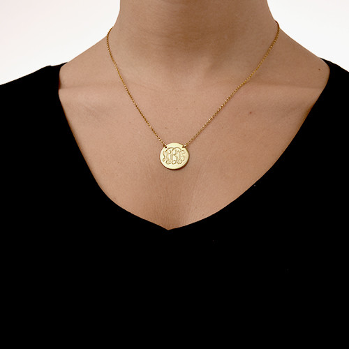 18k Gold Plated Monogram Disc Necklace