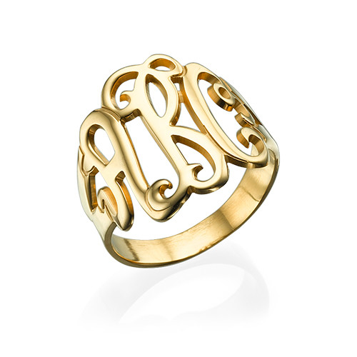 18k Gold Plated Monogrammed Ring