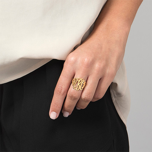 18k Gold Plated Monogrammed Ring