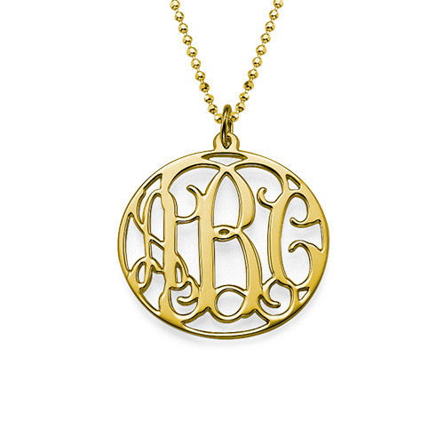 18k Gold Plated Circle Monogram Necklace