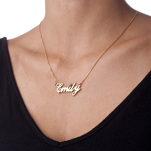 18k Gold-Plated Silver and Swarovski Name Necklace