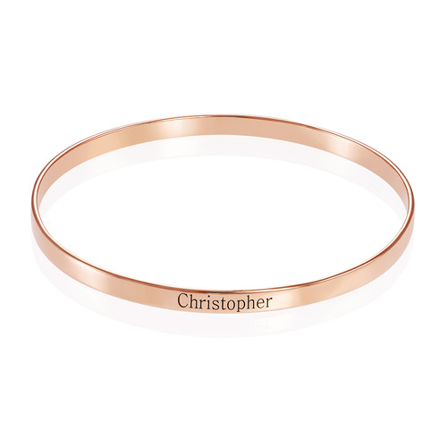 18k Rose Gold Plated Engraved Bangle Bracelet