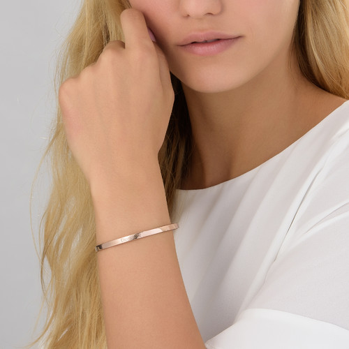 18k Rose Gold Plated Engraved Bangle Bracelet