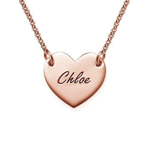 18k Rose Gold Plated Engraved Heart Necklace