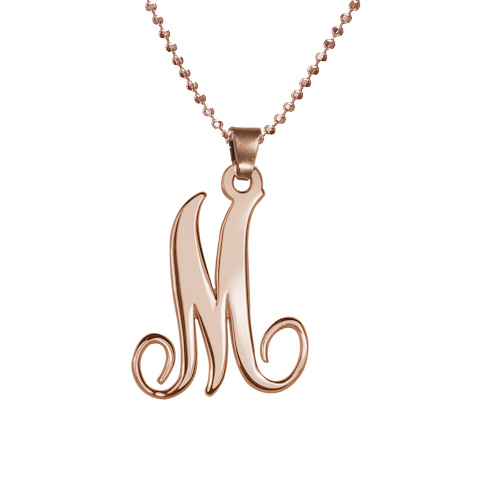 18k Rose Gold Plated Monogram Single Initial Necklace