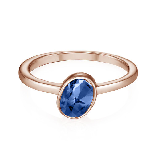 18k Rose Gold Plated Stackable Oval Blue Sapphire Ring