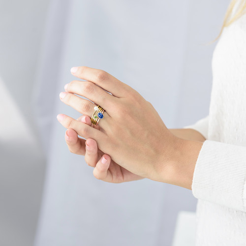 18k Rose Gold Plated Stackable Oval Blue Sapphire Ring