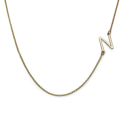 Sideways Initial Necklace in 18k Gold Plating