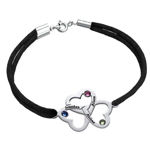 3 Heart Bracelet with Swarvoski Birthstones