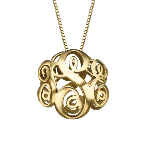 Gold Plated 3D Monogram Necklace