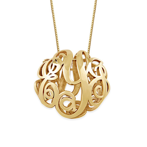 3D Monogram Necklace in 14K Yellow Gold