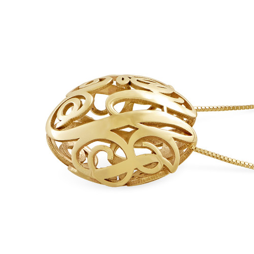 3D Monogram Necklace in 14K Yellow Gold