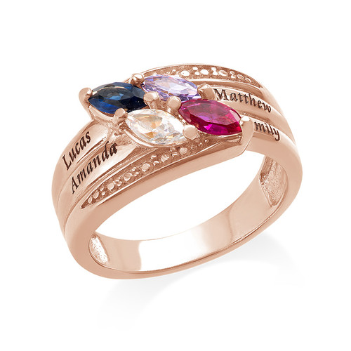 4 Stone Mother Ring - Rose Gold Plated