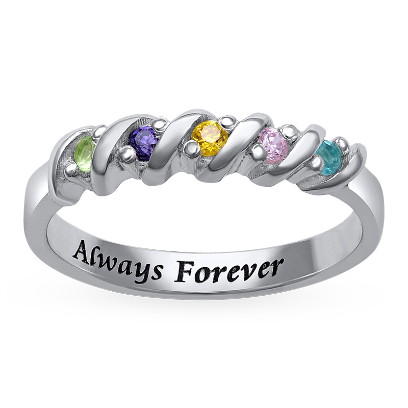 5 Stone Birthstone Ring for Moms