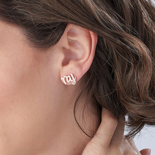 ABC Ear Studs with 18K Rose Gold Plating