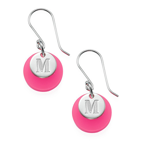 Acrylic Disc Earrings with Initial