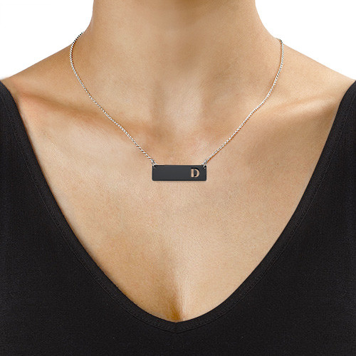 Acrylic Horizontal Bar Necklace with Initial