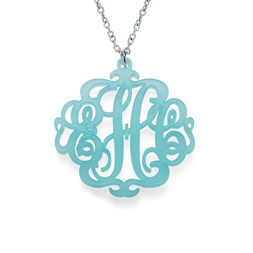 Acrylic Monogram Necklace with Closed Chain