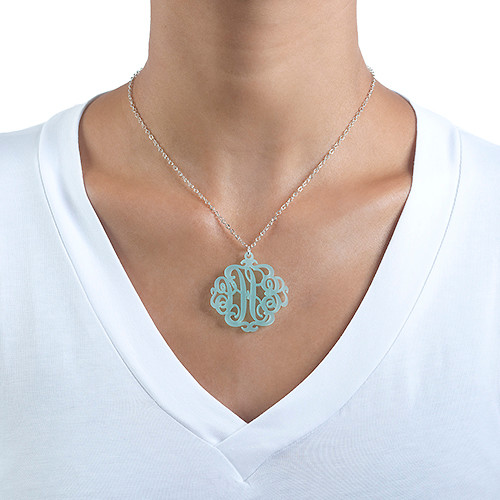 Acrylic Monogram Necklace with Closed Chain