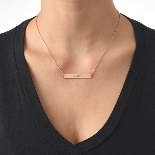 All Capitals Bar Necklace in Rose Gold Plating