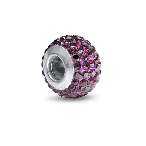 Amethyst Birthstone Bead with Cubic Zirconia