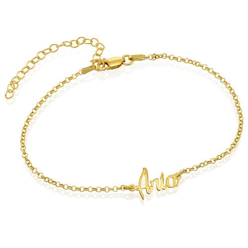 Ankle Bracelet with Name in Gold Plating