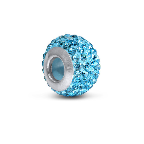 Aquamarine Birthstone Bead with Cubic Zirconia