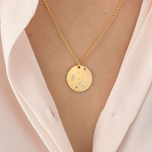 Aquarius Constellation Necklace with Diamonds in Gold Plating