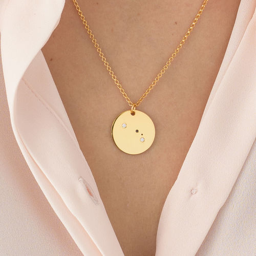 Aries Constellation Necklace with Diamonds in Gold Plating