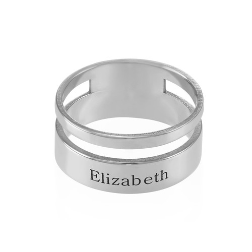 Asymmetrical Name Ring in Silver