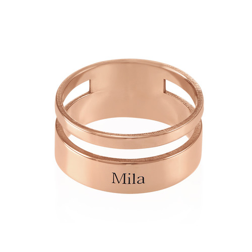 Asymmetrical Name Ring with Rose Gold Plating