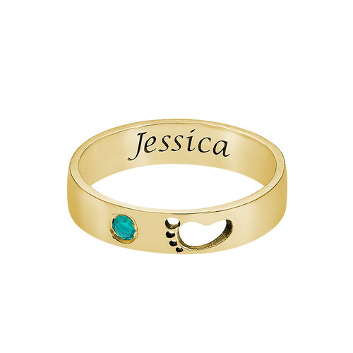 Baby Feet Ring with Inner Engraving in Gold Plating