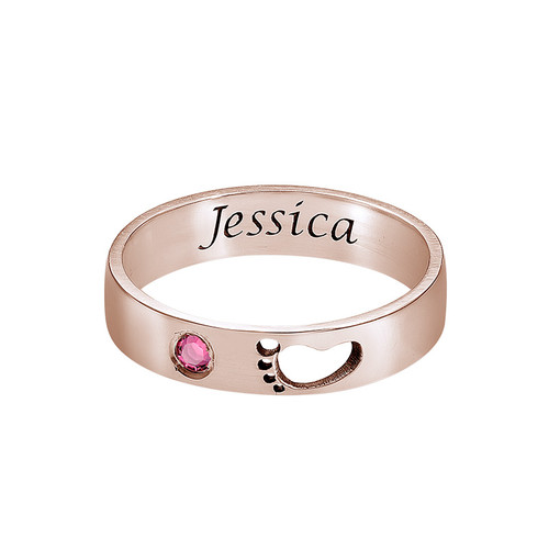 Baby Feet Ring with Inner Engraving in Rose Gold Plating