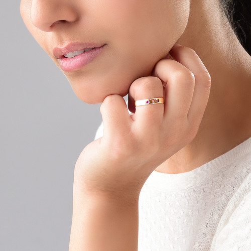 Baby Feet Ring with Inner Engraving in Rose Gold Plating