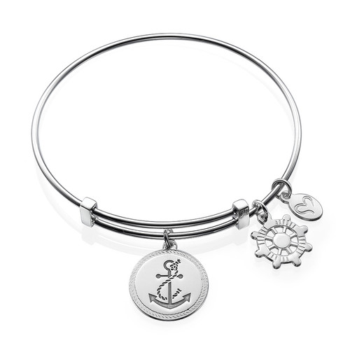 Bangle Bracelet with Anchor Charm