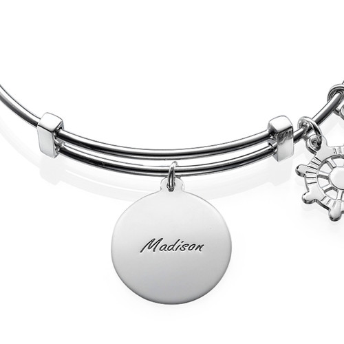 Bangle Bracelet with Anchor Charm