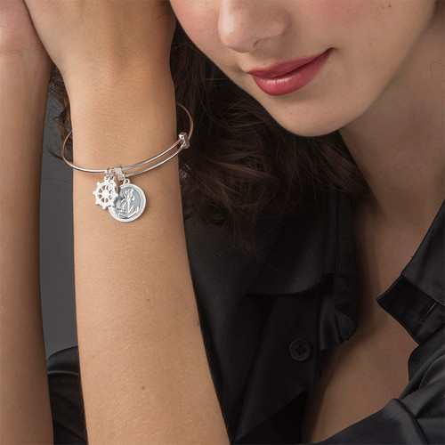 Bangle Bracelet with Anchor Charm