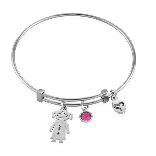 Bangle Bracelet with Kids Charms