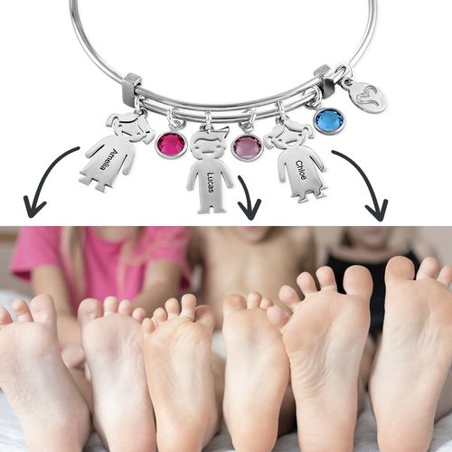 Bangle Bracelet with Kids Charms