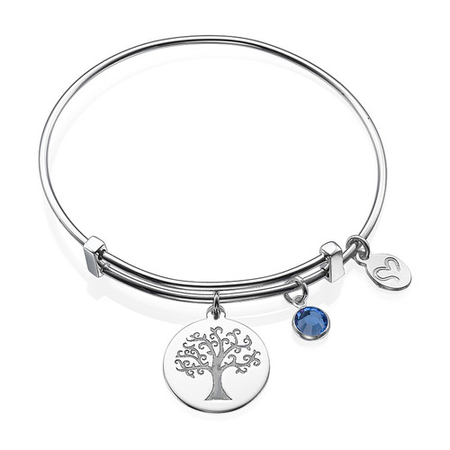 Bangle Bracelet with a Family Tree Charm