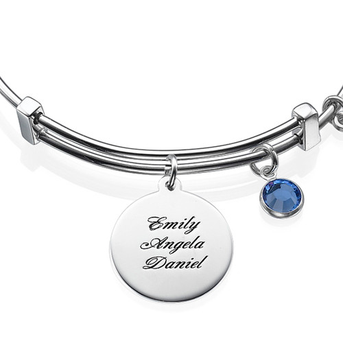 Bangle Bracelet with a Family Tree Charm