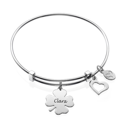 Bangle Charm Bracelet with Clover