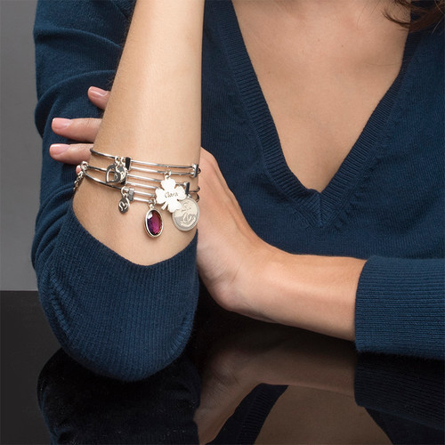 Bangle Charm Bracelet with Clover