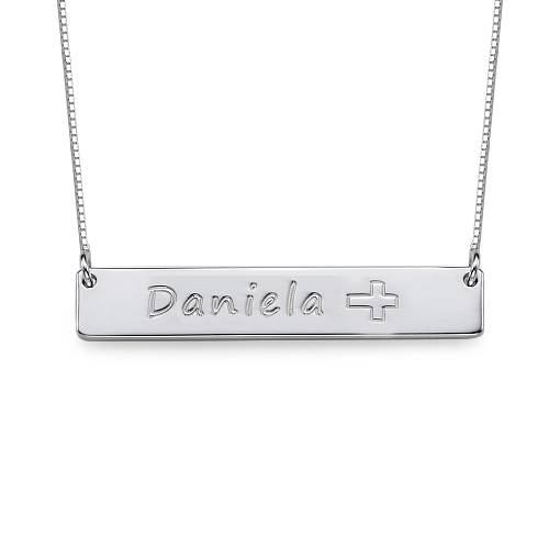 Bar Necklace in Silver with Icons