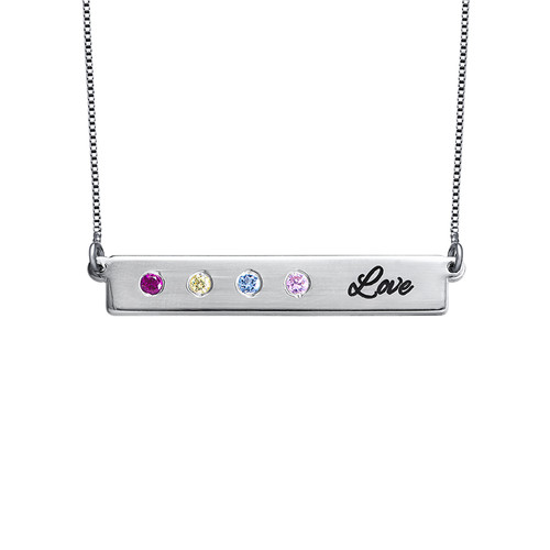 Birthstone Bar Necklace for Mothers