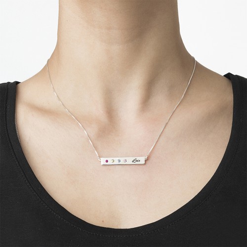 Birthstone Bar Necklace for Mothers