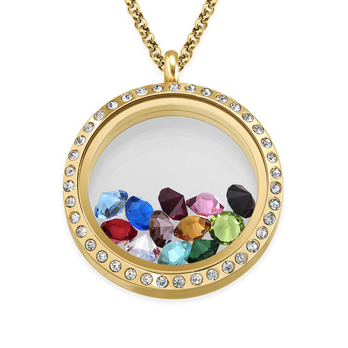 Birthstone Charms Floating Locket with Gold Plating